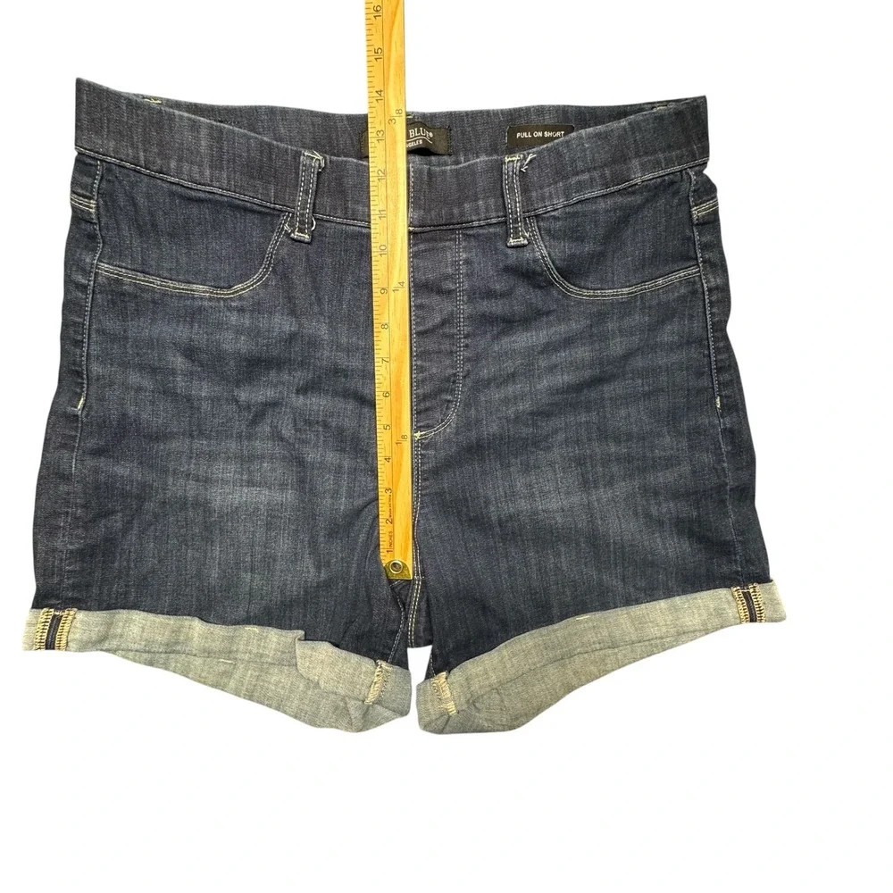 Judy Blue Pull On Short 2XL Dark Wash Cuffed Blue Denim High Rise Stretch Casual